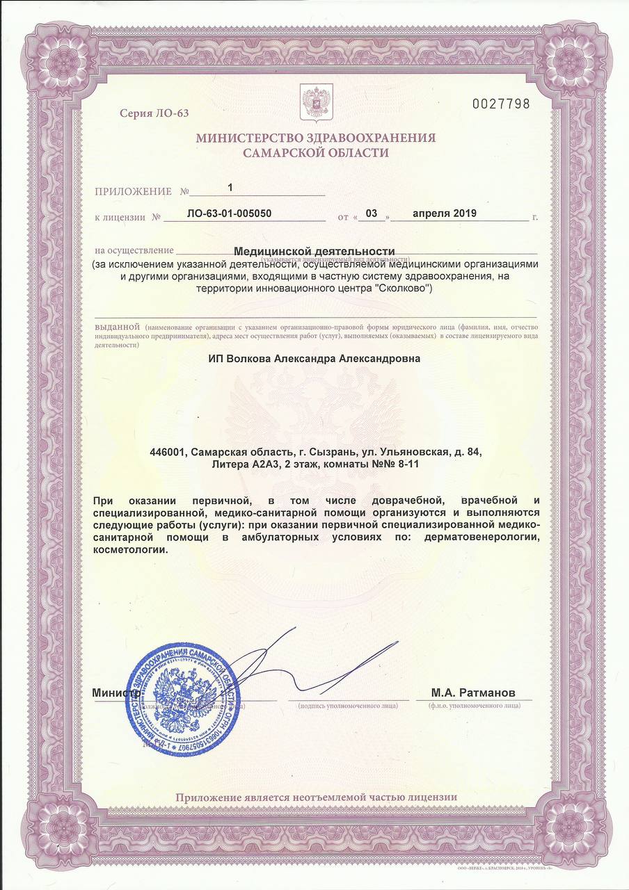 Приложение к лицензии